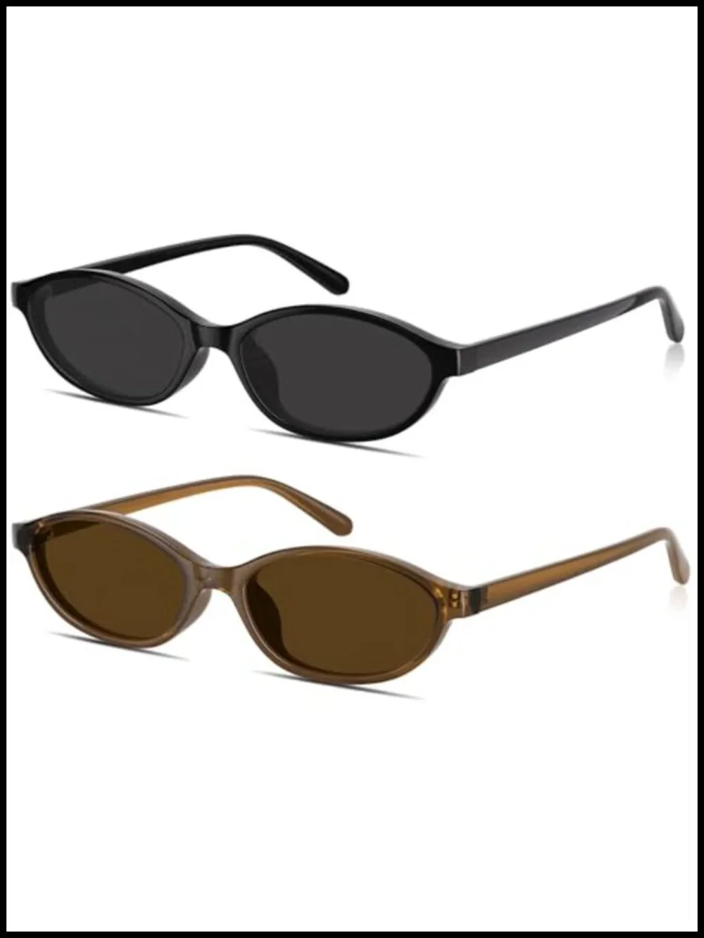 Retro Oval Cat Eye Sunglasses UV400 Lightweight Narrow Shades